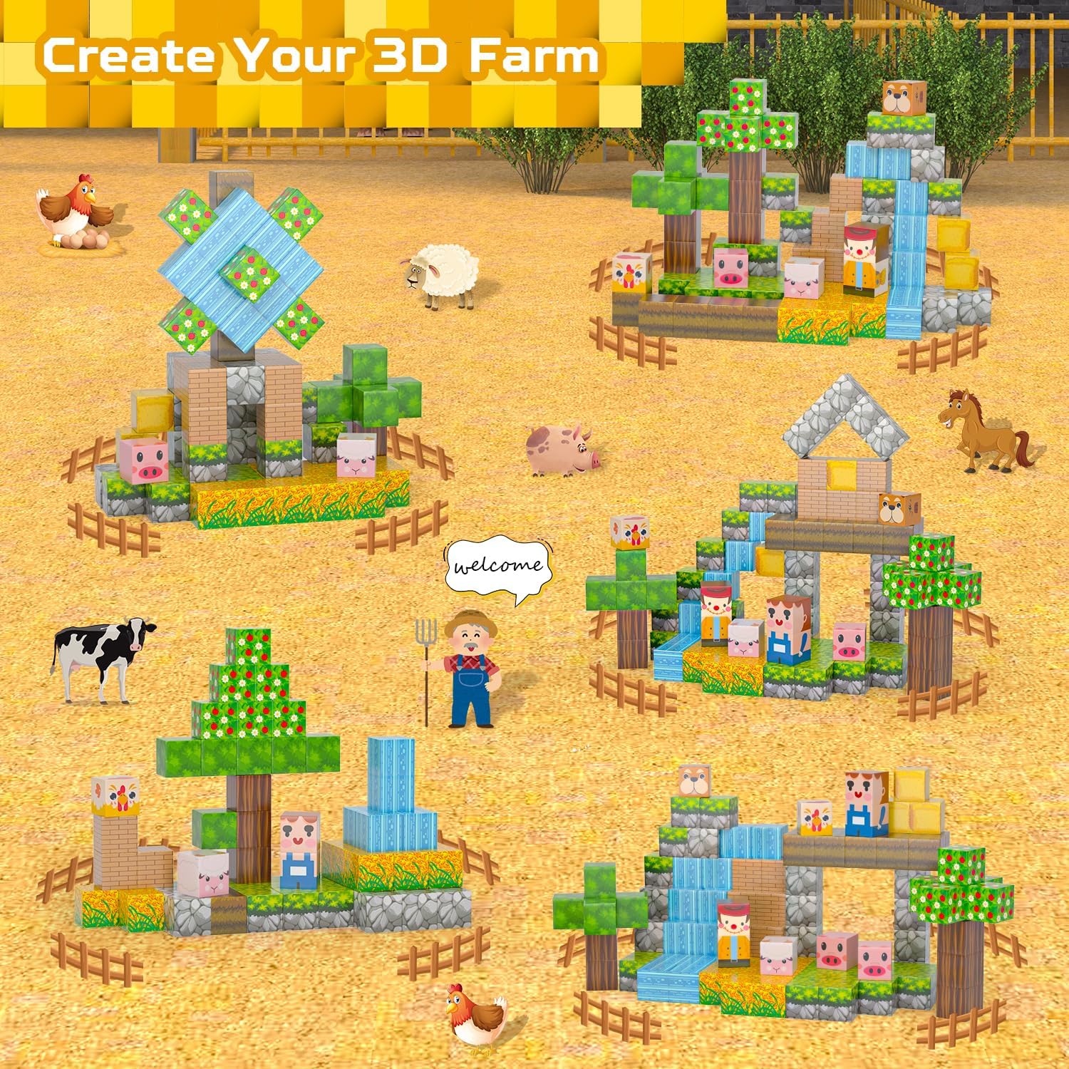 Magnetic Blocks, 100PCS 0.8" Magnetic Building Blocks, Magnet Cubes for Kids, STEM Sensory Toys for Toddlers Boys Girls Ages 3-12 Years Old Christmas Birthday Gifts