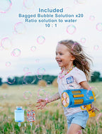 Upgraded Bubble Machine Gun, Built-in Solution, Automatic Blower, 8000+ Bubbles Per Minute for Kids Adults Maker Toys Indoor Outdoor Wedding Birthday Party - Blue