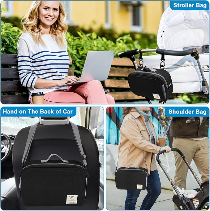 Accmor Stroller Organizer, Universal Stroller Organizer with Insulated Cup Holder Pocket, Dual Purpose Large Capacity Stroller Bag Caddy, Stroller Accessories Fits for Uppababy, Doona, Nuna Strollers