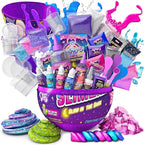 GirlZone Egg Surprise Galaxy Slime Kit for Girls, 39 Pieces to Make Glow in The Dark Slime, DIY Slime with Glitter, Fun Slime Kits for Girls 10-12