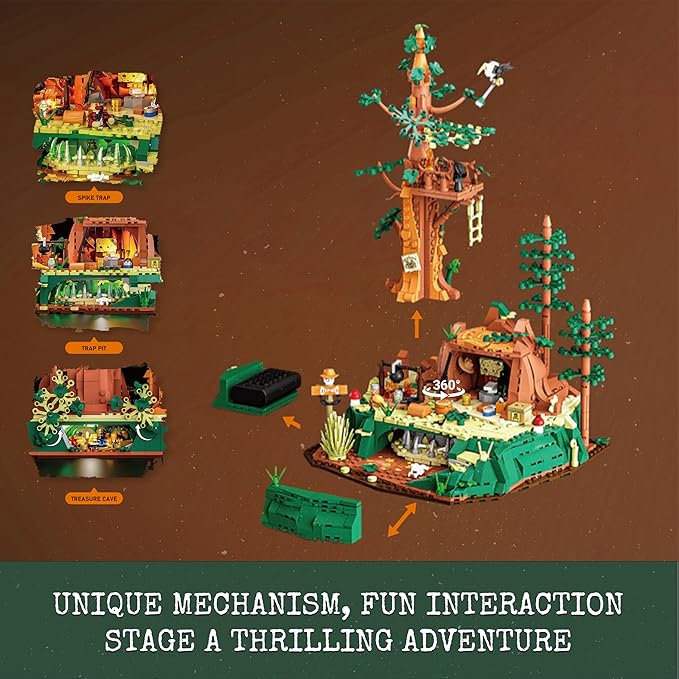 Western Sequoia Bandit Outpost Lighting Building-Bricks Set - Wild West Outlaw Hideout 1183 Pcs Collection Role Play Set for West Lovers