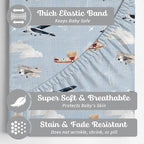 Baby Bassinet Sheets for Boy, Girl (Airplanes & Clouds) 2-Pack - Fitted Bedside Bassinet Sheets - Buttery Soft Cotton Blend for Standard Mattress Pad