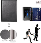 Polare RFID Blocking Napa Leather Passport Holder Travel Wallet For Men and Women (Black)