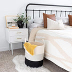 OrganiHaus Black & White Blanket Storage Basket for Living Room 15x18, Woven Nursery Hamper Basket, Large Toy Basket Storage for Kids, Laundry Hamper, Baby Laundry Basket, Cute Cotton Rope Basket