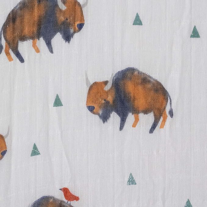 Little Unicorn Premium Crib Sheet | Breathable & Super-Soft Muslin Fabric (Bison)