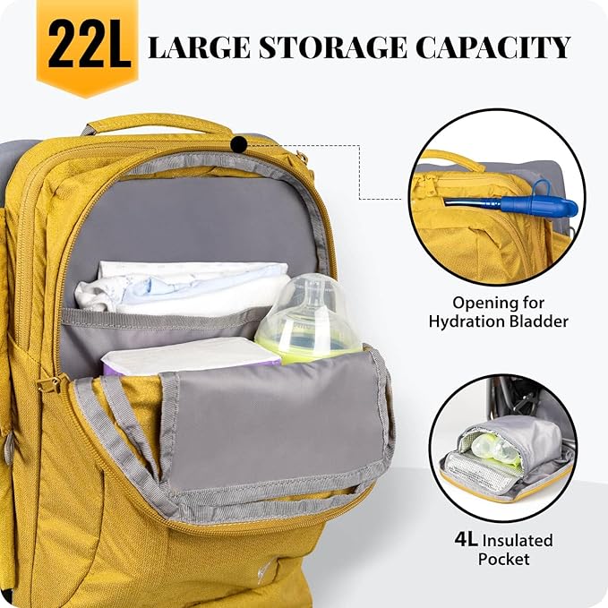 WIPHA Baby Backpack Carrier, Upgraded Carrying System Baby Hiking Backpack Carrier, Ergonomic Pro Hiking Baby Carrier Backpack with Safety Seat, Lightweight Large Capacity Toddler Carrier