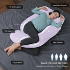 MOON PARK Pregnancy Pillows for Sleeping - U Shaped Full Body Maternity Pillow with Removable Cover - Support for Back, Legs, Belly, HIPS - 65 Inch - Purple