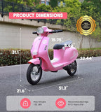 Kids Motorcycle, 2 Wheel Electric Motorcycle for Girls Ages 8-14, 24V Ride on Toys with Music, Story, Headlight, 3 Speed Options, Up to 60min Ride Time, for Riders up to 143 lbs, Easy Assemble, Pink