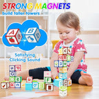 26-Piece Magnetic Blocks for Toddlers 1-3 | STEM Learning Toys with ABC, 123, Animals | Includes 9 Early Learning Cards | Big 1.4-inch Blocks are Choke-Proof and Easy to Grip