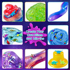 Dinosaur Slime Kit for Girls, Glimmer Crunchy, Galaxy Slime Making Kit for Kids 6-12, Glow in The Dark DIY Slime Kit with Add-ins, Foam Balls, Charms, Glitters, Dinosaur Gift Toys