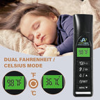 Amplim Baby Thermometer | 3-in-1 Infrared Thermometer for Ear, Forehead & Touchless, Accurate Fever Thermometer for Baby, Infants, Toddlers, Kids & Adults | Black Base Stand & Clock
