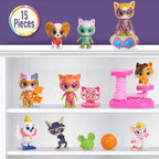 Disney Jr. SuperKitties Kittydale Figure Set with Accessories, 15-Pieces, Collectible Figurines, Amazon Exclusive, Toy for Fans, Girls, Kids, Ages 3 and Up by Just Play
