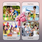 Jasny 2 Pack Rechargeable Dino Bubble Guns for Kids, LED Light Up Bubbles Machine Blower with 2 Bottles Refill Solution for Toddlers, Summer Wedding Toys Gift