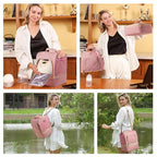 NCVI Breast Pump Bag, Double Layer Removable Pump Bag for Spectra S1, S2, Medela, Breast Pump Backpack with Ice Pack, Insulated Breast Milk Cooler Bag for Working Nursing Moms, Pink