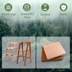 Wooden High Chair for Toddlers, Adjustable Dining Feeding Chair with Removable Cushion for Child, High Chair Grows with Your Kid with Steps for Kids Dining, Studying, Step Tool(Nut-Brown)