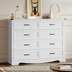 8-Drawer Dresser for Bedroom, Modern Wooden Chest of Drawers with Metal Handles, Anti-Tipping Design, Sturdy and Stable Storage Organizer for Living Room, Entryway, Home Office, Standard