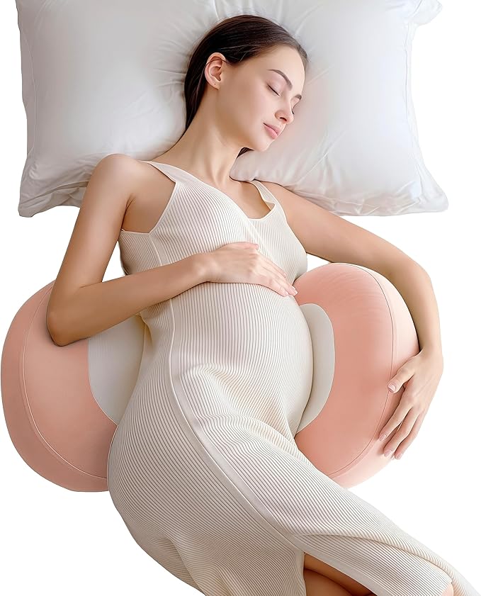 WYXunPlanet Pregnancy Pillow for Maternity Support - C-Shaped Belly & Back Pain Relief, Removable Washable Cover, Cooling Comfortable Wedge Pillow for Side Sleepers, Pregnancy Must Haves （Pink）