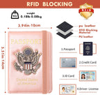 Passport Holder Cover Travel Wallet RFID Blocking Passport Wallets Family Organization Personalized Wallet Case for Men and Women Travel Must Haves(Rose gold)