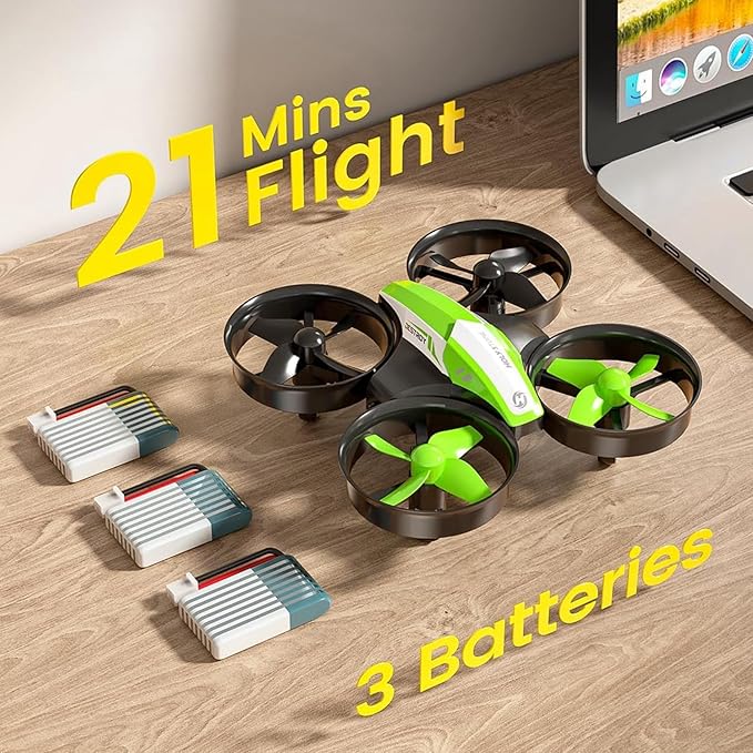 Holy Stone Mini Drone for Kids and Beginners, Indoor Outdoor Quadcopter Plane for Boys Girls with Auto Hover, 3D Flips, 3 Batteries, Headless Mode, Great Gift Toy for Boys and Girls, HS210 Green