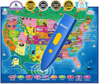 Bilingual Interactive for Kids Talking USA Map for Kids Learning, Geography Toys Games Educational Electronic Map Christmas Personalized Gift/Toys for 4 5 6 7 8 9 10 Year Old Girls/Boys
