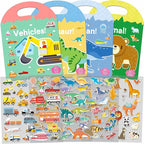 4 Sets Sticker Books for Toddlers 2-4 Years, 122 Pcs Puffy Stickers for Kids, 3D Sticker Books for Toddlers 1-3, Toddler Airplane Travel Essentials for Kids