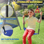 440lbs Kids Swing Set, 3-in-1 Outdoor Playground with Platform Swing, Belt Seat & 4ft Trampoline, Heavy Duty A-Frame Metal Stand & Safety Stakes, Backyard Playset for Toddlers 3-8 Years Old