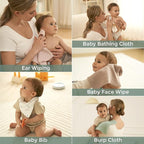 Momcozy Soft & Absorbent Baby Washcloths - 4 Layer Design| Medium Thickness| Premium Cotton for Newborns' Skin-Great for Bathing, Wiping & on-The-go Use, Shower Gift and Essential(5 Pack, 10x10 inch)