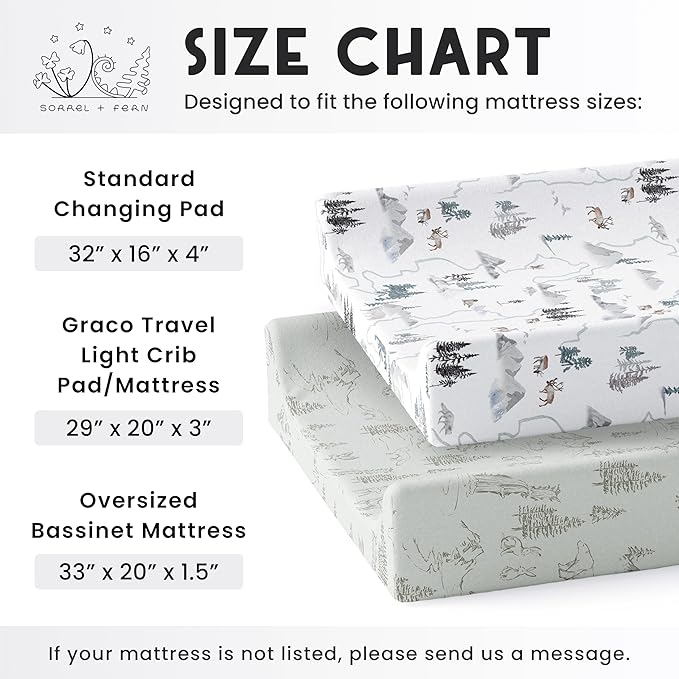 Baby Changing Pad Cover 2-Pack for Boys, Girls (Arctic Journey) - Premium Fitted Sheets Baby Diaper Changing Table Cover - Buttery Soft Cotton Blend