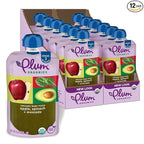 Plum Organics Stage 2 Organic Baby Food - Apple, Spinach, and Avocado - 3.5 oz Pouch (Pack of 12) - Organic Fruit and Vegetable Baby Food Pouch