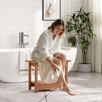 Waterproof Shower Bench, 24" Poly Lumber Shower Stool for Shaving Legs, Shower Chair Seat with Storage Shelf and Handles, Bathroom Bench for Inside Shower, Non-Slip (Brown)