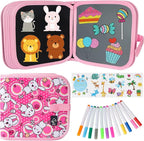 Erasable Doodle Set for Kids - Magic Drawing Book with 12 Watercolor Pens, 14 Pages - Road Trip Car Game Writing Painting Set for Boys and Girls (Rabbit)