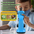 Kids Microscope,40-1600x Microscope Kit for Kids Beginners Children,STEM Kit,Prepared Slides,LED Light and Configured Various Operating Tools- Science Experiment Toy for Kids Ages 6-12