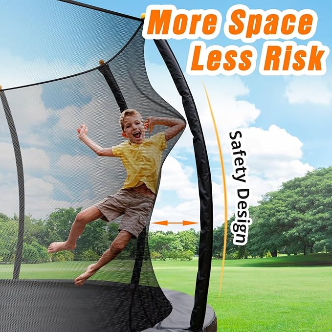 14FT Pumpkin Trampoline with Basketball Hoop, Balance Bar and Enclosure Net, Outdoor Trampoline for Kids and Adults, Capacity 880 lbs