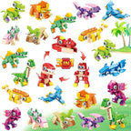 24 Pack Mini 3-in-1 Dinosaur Building Set, Kid's Classroom Gifts Build Block Toy Stocking Stuffers, Classroom Prizes Goodie Bags Fillers, Party Favors Boxes for Boys Girls 6 8 10 12