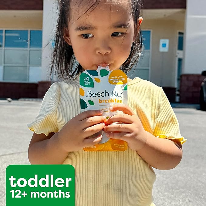 Beech-Nut Toddler Smoothies with Prebiotics, Banana Mango Passion Fruit & Yogurt Baby & Toddler Food Pouches, 3.5 oz (12 Pack)