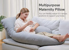 Momcozy U Shaped Pregnancy Pillows with Cotton Removable Cover, 57 Inch Full Body Pillow Maternity Support, Must Have for Pregnant Women, Hatha Grey