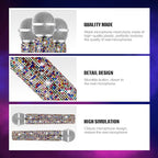 Sanwuta Fake Microphone Prop Sparkly Bling Rhinestones Plastic Play Microphone Pretend Glitter Bedazzled Mic for Cosplay Party Costume(Colorful)