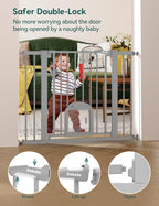 Babelio 29-48" Extra Wide Baby Gate with Adjustable Cat Door,Easy Install Pressure/Hardware Mounted,Auto Close Pet door for Stairs,House,Doorways,Effortless Walk Thru,Gray