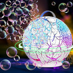 Bubble Machine Automatic Bubble Blower for Kids Toddlers Rechargeable Portable Spherical LED Bubble Maker Electric Auto Rotating 45°/360° Outdoor Toy Birthday Party Wedding (Spherical Crackle White)