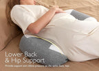 Momcozy Plus W Shaped Pregnancy Pillow for Sleeping, Adjustable Maternity Pillow for Side Sleepers, Portable Wedge Belly Support, Compact Design for Back Belly and HIPS, Grey and White