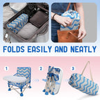 Tiny Marvels Portable 3-in-1 Baby Booster Seat, Cozy Floor Seat, Feeding Seat with Tray, Compact Foldable Toddler Booster with Child Safety Belt Carry Bag, Perfect for Travel (Big Waive)