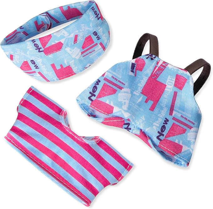 Clothes for 6.7in/17cm Doll, Set of 4 Cute Doll Accessories Includes Doll Hat+T-Shirt+Bib Pants+Shoes Set Premium Fashion Outfit for Collectors Unique Gift (Style D2)