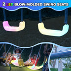 Sportspower Starlight Metal Swing Set with 2 LED Light-Up Swings, Saucer Swing & 5ft Slide – Outdoor Kids Playset with Sturdy Frame and Safety Features