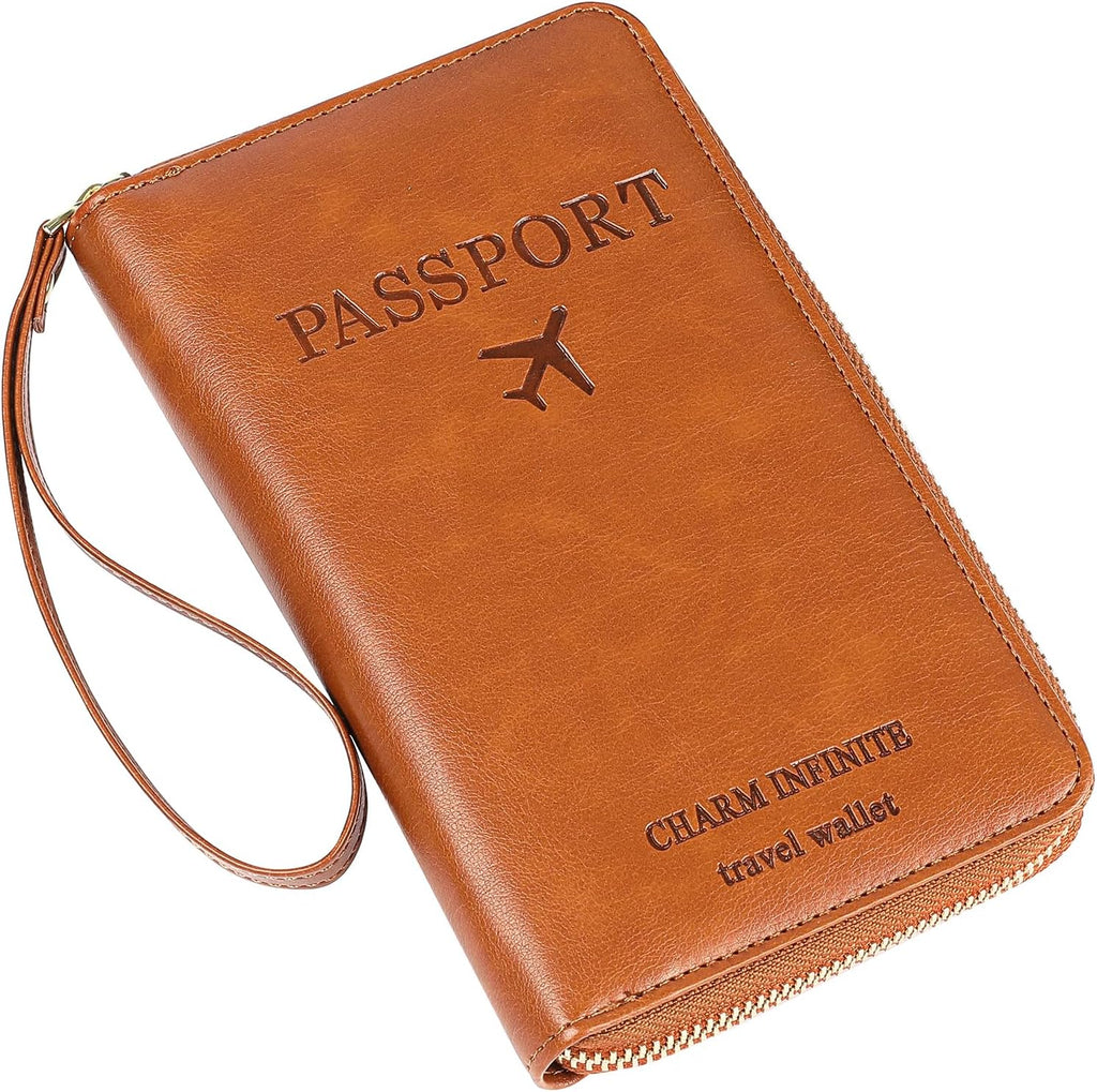 Leather RFID Blocking Passport Holder Travel Wallet, Passport Cover/Travel Wallet for Women/Men with