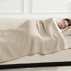 SeaRoomy Knit Throw Blanket,Super Soft Cozy Reversible Waffle Blanket,Warm Fluffy Fuzzy Plush Lightweight Double-Side Blanket for All Seasons for Couch,Sofa,Bed (Khaki,50"x70")