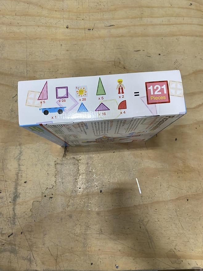 PicassoTiles 121 pc Master Builder Magnetic Building Block Construction Set Magnet Tiles Blocks with Car Truck, 2 Character Action Figures, 28 Educational Alphabet Animal and Number Graphics, Windmill