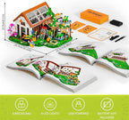 FUNWHOLE Botanical-Garden Greenhouse Lighting Building-Bricks Set - Farm Flower House Collection LED Light Model Display Set 1428 Pcs for Adults and Teens