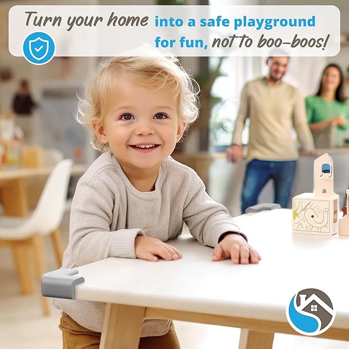 8-Pack Corner Protectors Baby Proof, Furniture Corner and Edge Safety Bumpers, Soft Rubber Foam Cushion Covers, 3M Taped Corner Guards, Baby Child Proofing Pads, Table Corner Protectors, Grey