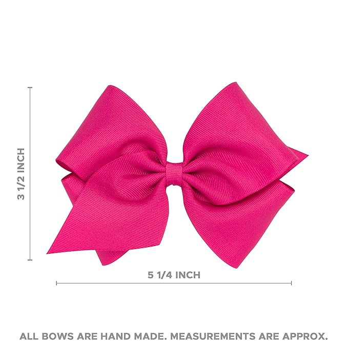 Wee Ones Girls' Premium Hair Bow with Knot Wrap Center on a WeeStay No-Slip Hair Clip, Size Mini King, Color Shocking Pink