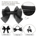 18pcs black hair bows for girls.Black bow with alligator clips,hair ties,snap clip hairpins.Handmade hair accessories for girls gift set